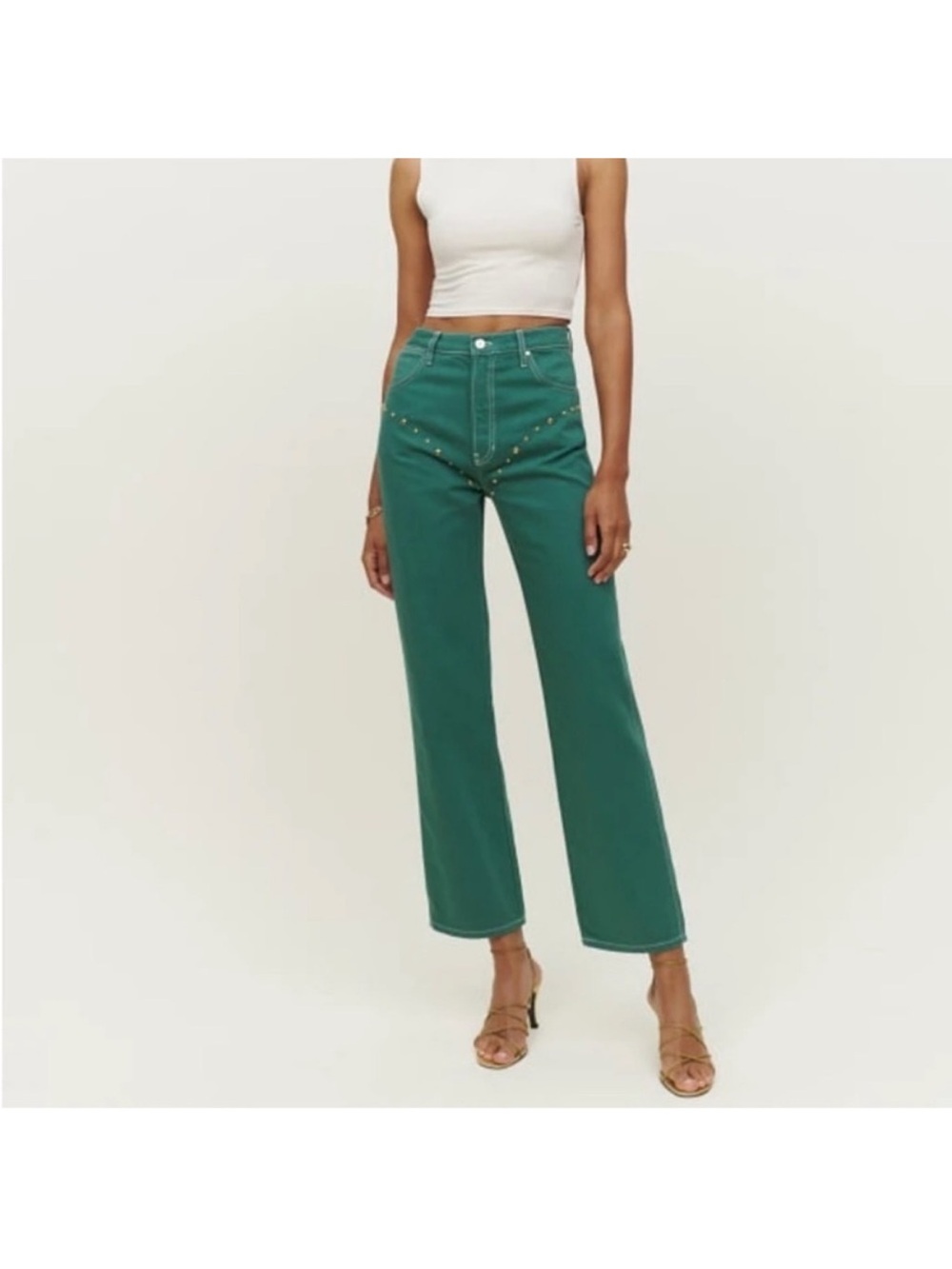Reformation cowboy studded high-rise jeans- 26